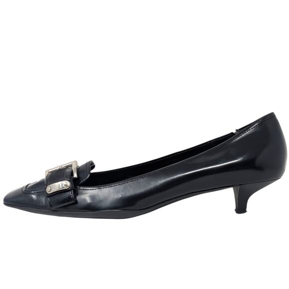 Authentic Prada Black Patent Leather Kitten Heel Loafers EU 40 - Picture 2 of 9